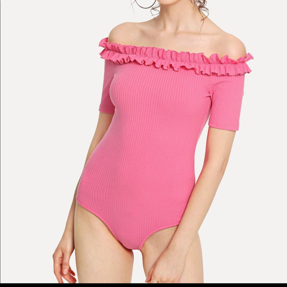 Pink Off shoulder bodysuit